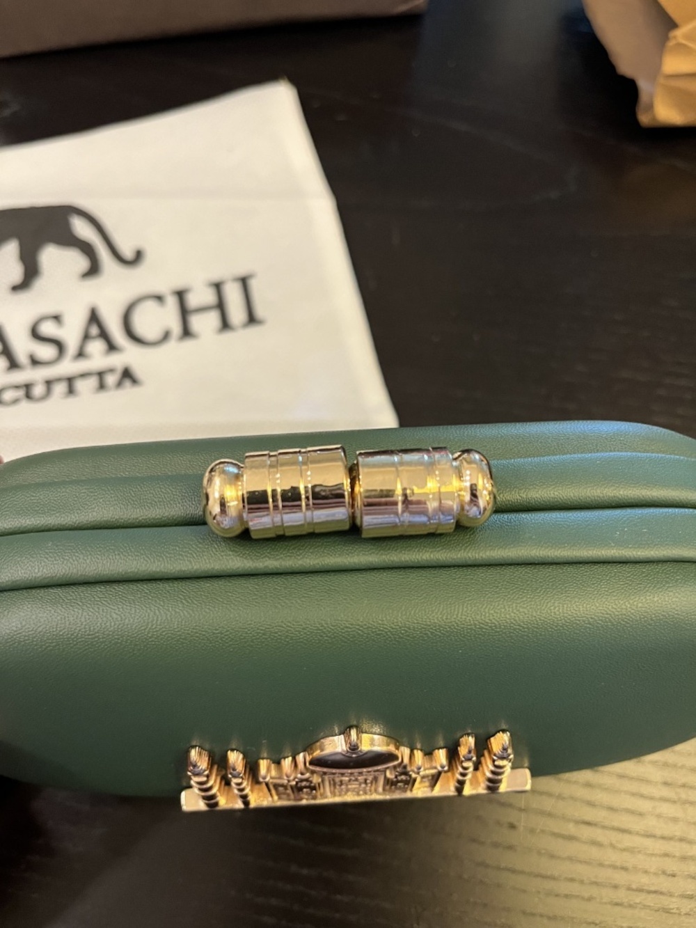 Sabyasachi Inspir Taj Mahal Clutch Bag Party Evening Formal Purse - FOREST GREEN - Picture 5 of 6